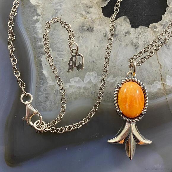 Carolyn Pollack Southwestern Style Silver Spiny Oyster Squash Pendant & Necklace - Picture 2 of 10